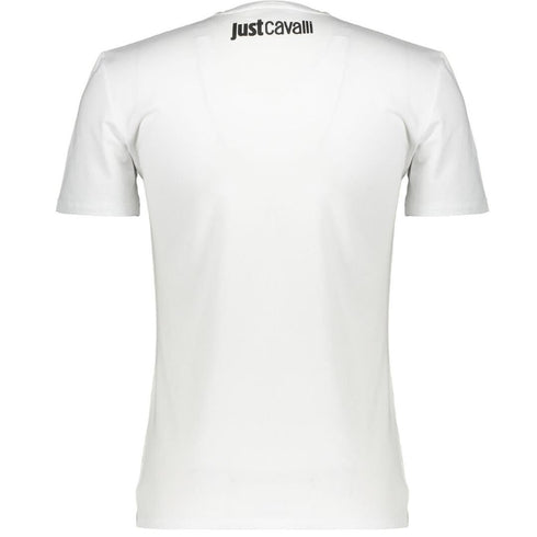Just Cavalli Snake Wrapped Logo White T Shirt