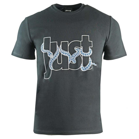 Just Cavalli Snake Wrapped Logo Black T Shirt