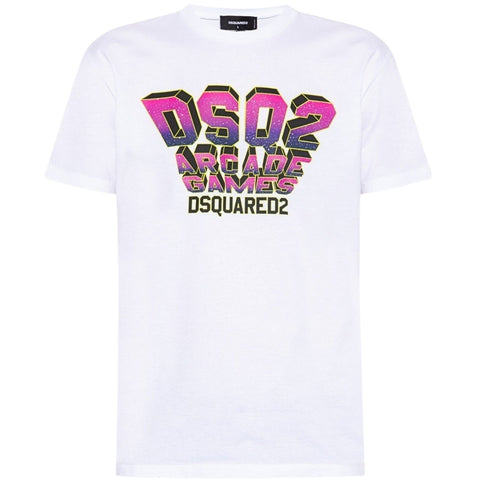 Dsquared2 Space Invaders Logo Cool Fit White T Shirt