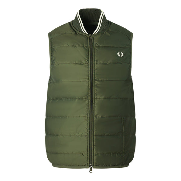Fred Perry X Lavenham Quilted Green Gilet Jacket