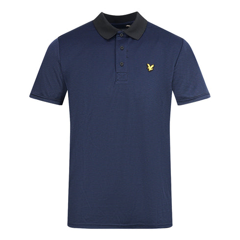 Lyle Scott Navy Blue Golf Microstripe Polo Shirt
