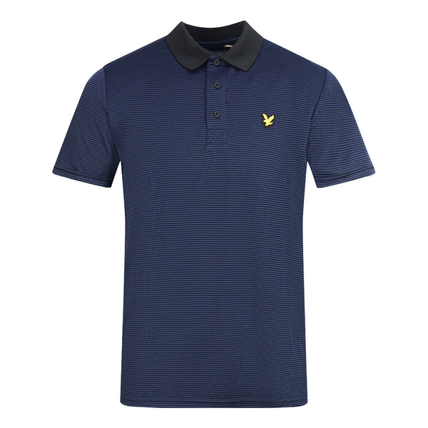Lyle Scott Navy Blue Golf Microstripe Polo Shirt