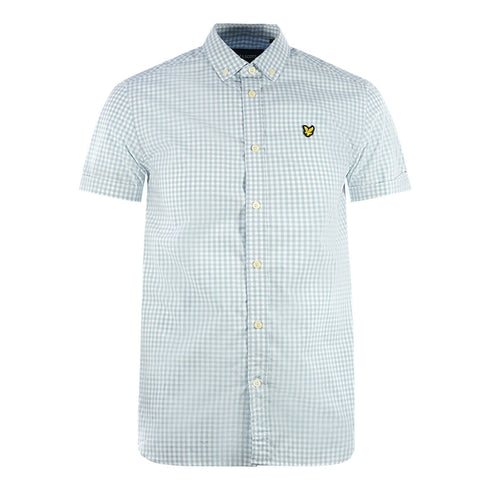 Lyle Scott Blue Short Sleeved Casual Gringham Shirt