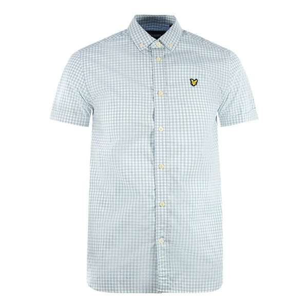Lyle Scott Blue Short Sleeved Casual Gringham Shirt