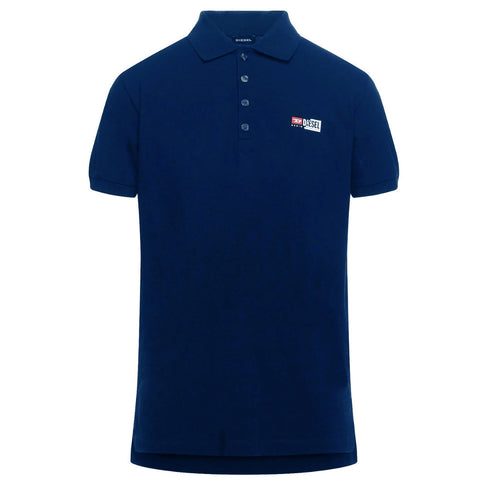 Diesel Small Diesel Logo Dark Blue Polo Shirt T-WEET-SPLIT POLO RBAWH 8MG