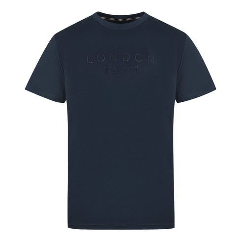 Aquascutum London 1851 Tape Logo Navy Blue T Shirt