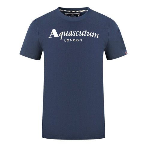 Aquascutum London Brand Logo Navy Blue T-Shirt T00323 85