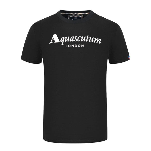 Aquascutum London Brand Logo Black T-Shirt T00323 99