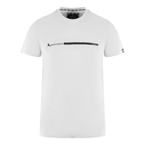 Aquascutum London 1851 Split Logo White T Shirt