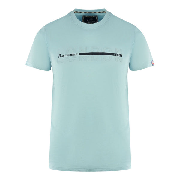 Aquascutum London 1851 Split Logo Sky Blue T-Shirt T00423 78