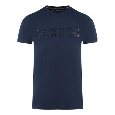 Aquascutum London 1851 Split Logo Navy Blue T Shirt - Style Centre Wholesale