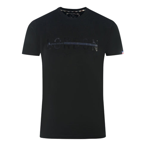 Aquascutum London 1851 Split Logo Black T Shirt