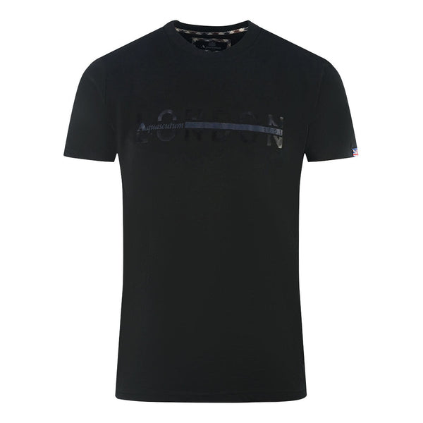 Aquascutum London 1851 Split Logo Black T Shirt