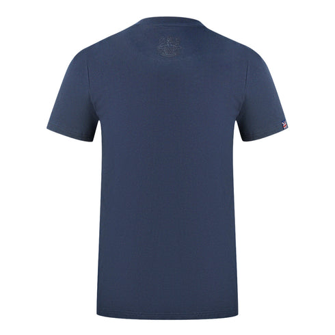 Aquascutum Shoulder Brand Logo Navy Blue T Shirt