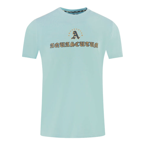 Aquascutum Script Logo Sky Blue T Shirt