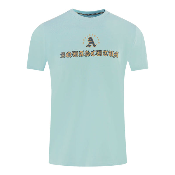 Aquascutum Script Logo Sky Blue T Shirt