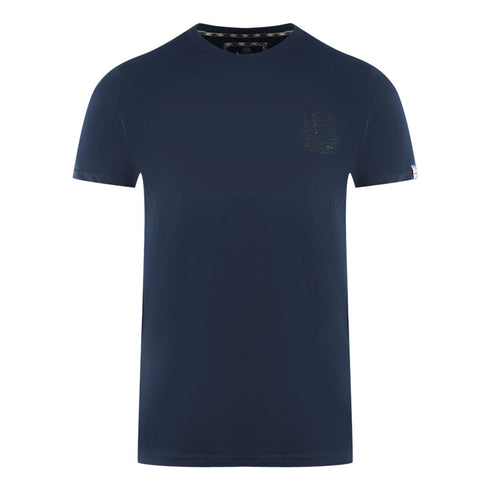 Aquascutum London Tonal Aldis Logo Navy Blue T Shirt