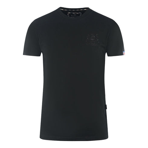 Aquascutum London Tonal Aldis Logo Black T Shirt