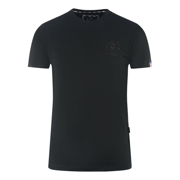 Aquascutum London Tonal Aldis Logo Black T Shirt