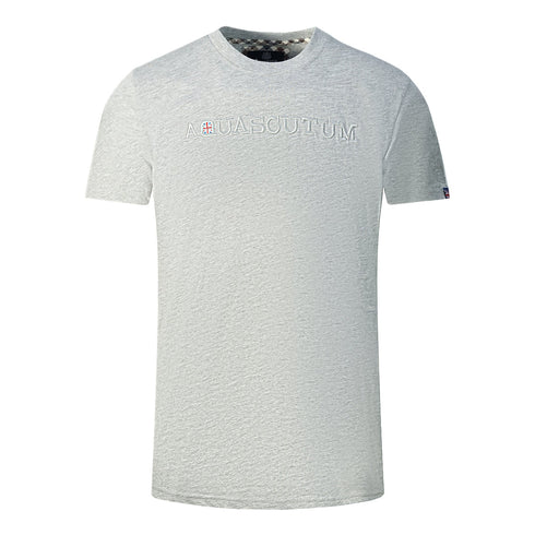 Aquascutum Brand Embossed Logo Grey T Shirt