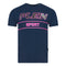 Plein Sport Block Pink Logo Navy Blue T Shirt