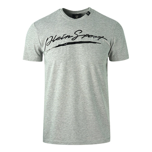 Plein Sport Brand Signature Logo Grey T Shirt