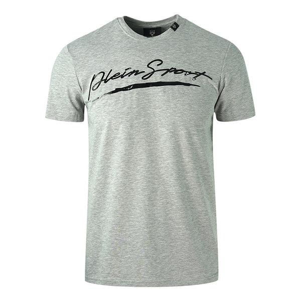 Plein Sport Brand Signature Logo Grey T Shirt