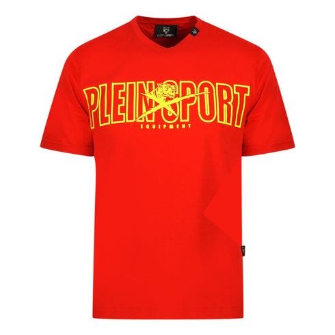 Plein Sport Bold Branded Logo Red T Shirt