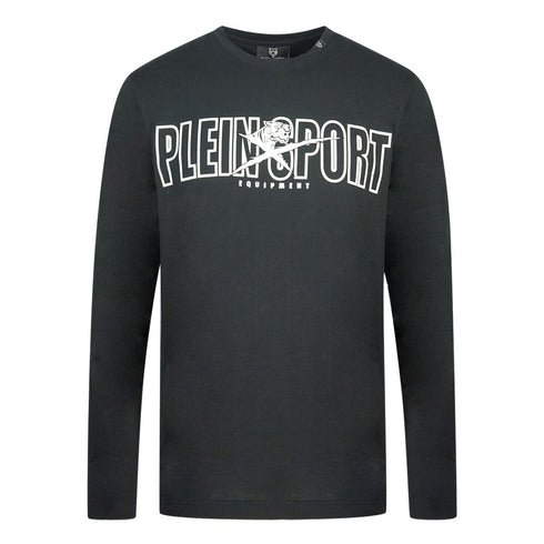 Plein Sport Bold Branded Logo Black Long Sleeved T Shirt