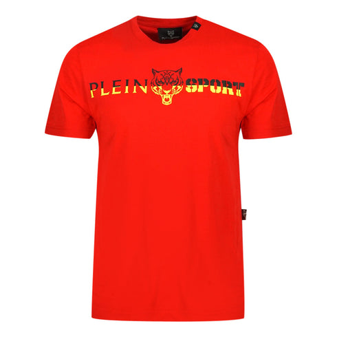 Philipp Plein Sport Bold Split Logo Red T Shirt
