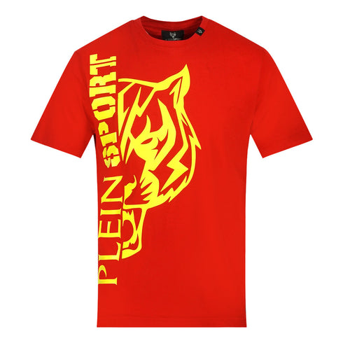Philipp Plein Sport Tiger Side Logo Red T Shirt