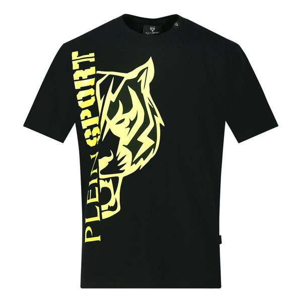Philipp Plein Sport Yellow Bold Split Logo Black T Shirt 1