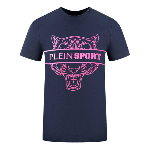 Plein Sport Tigerhead Bold Logo Navy Blue T Shirt