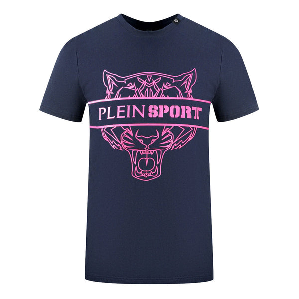 Plein Sport Tigerhead Bold Logo Navy Blue T Shirt