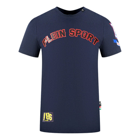 Plein Sport Multi Colour Logos Navy Blue T Shirt