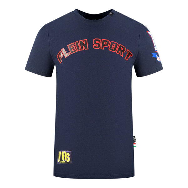 Plein Sport Multi Colour Logos Navy Blue T Shirt
