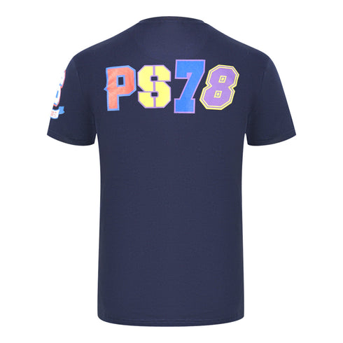 Plein Sport Multi Colour Logos Navy Blue T Shirt