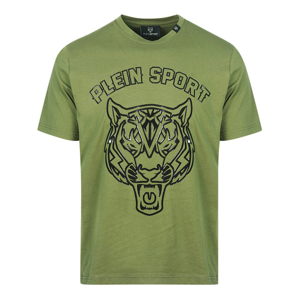 Plein Sport Tiger Head Logo Green T Shirt