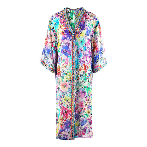 Inoa Tivoli Gardenia Pink Floral Long Kimono Tivoli Gardenia Long Shrug