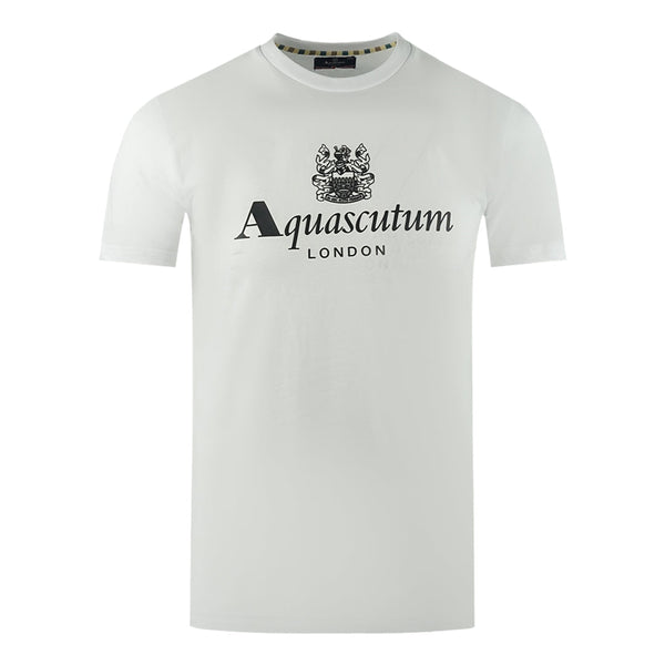 Aquascutum London Aldis Brand Logo White T Shirt Ts002 01 - Style Centre Wholesale