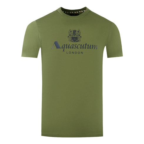 Aquascutum London Aldis Brand Logo Army Green T Shirt