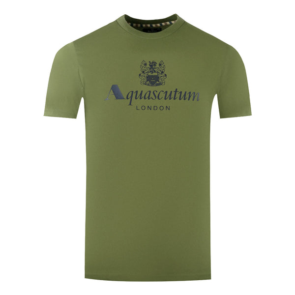 Aquascutum London Aldis Brand Logo Army Green T Shirt