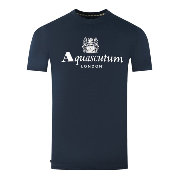 Aquascutum London Aldis Brand Logo Navy Blue T Shirt