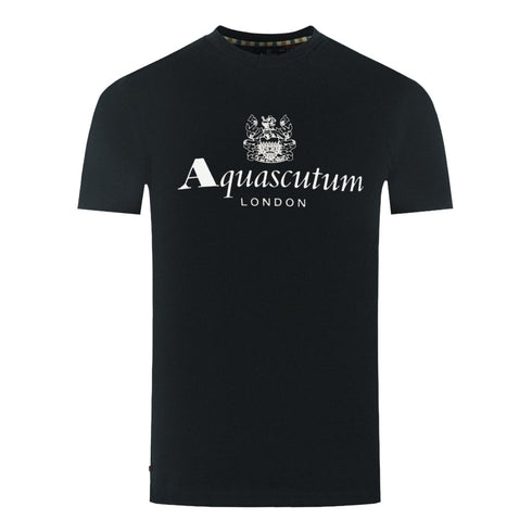 Aquascutum London Aldis Brand Logo Black T Shirt - Style Centre Wholesale