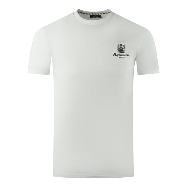 Aquascutum London Aldis Brand Logo On Chest White T Shirt Ts004 01