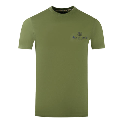 Aquascutum London Aldis Brand Logo On Chest Army Green T Shirt