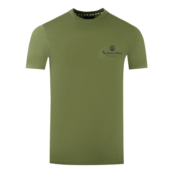 Aquascutum London Aldis Brand Logo On Chest Army Green T Shirt