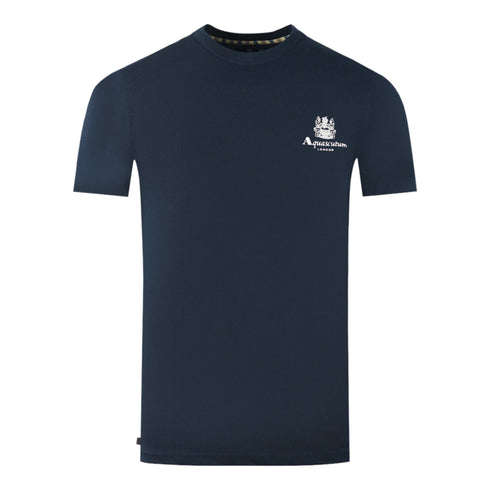 Aquascutum London Aldis Brand Logo On Chest Navy Blue T Shirt