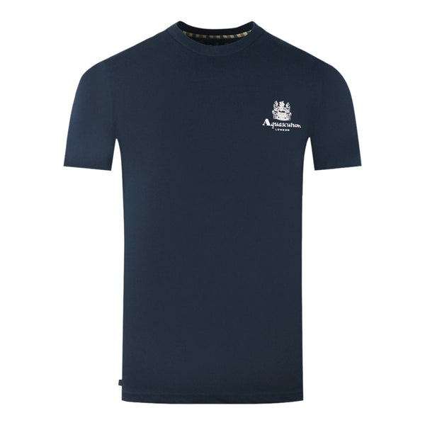 Aquascutum London Aldis Brand Logo On Chest Navy Blue T Shirt
