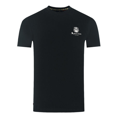 Aquascutum London Aldis Brand Logo On Chest Black T Shirt